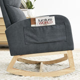 Modern Tufted Accent Rocking Chair, Upholstered Nursery Glider Rocker with High Backrest for Baby and Kids