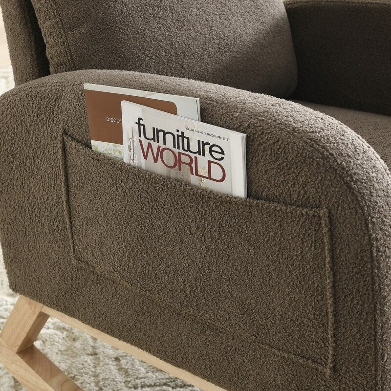 Modern Tufted Accent Rocking Chair, Upholstered Nursery Glider Rocker with High Backrest for Baby and Kids