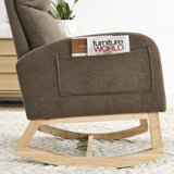 Modern Tufted Accent Rocking Chair, Upholstered Nursery Glider Rocker with High Backrest for Baby and Kids