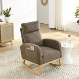 Modern Tufted Accent Rocking Chair, Upholstered Nursery Glider Rocker with High Backrest for Baby and Kids
