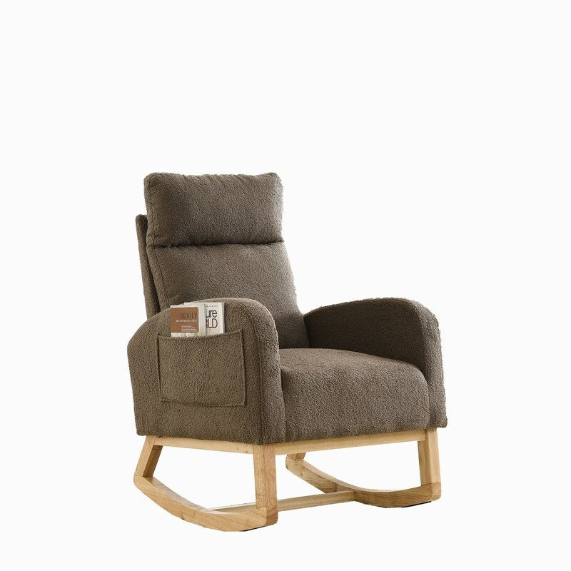 Modern Tufted Accent Rocking Chair, Upholstered Nursery Glider Rocker with High Backrest for Baby and Kids
