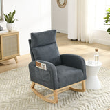 Modern Tufted Accent Rocking Chair, Upholstered Nursery Glider Rocker with High Backrest for Baby and Kids