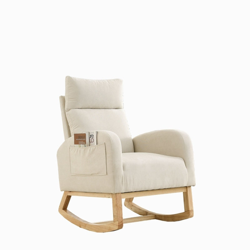Modern Tufted Accent Rocking Chair, Upholstered Nursery Glider Rocker with High Backrest for Baby and Kids