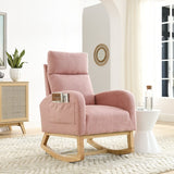 Modern Tufted Accent Rocking Chair, Upholstered Nursery Glider Rocker with High Backrest for Baby and Kids
