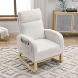 Modern Tufted Accent Rocking Chair, Upholstered Nursery Glider Rocker with High Backrest for Baby and Kids