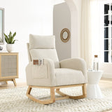 Modern Tufted Accent Rocking Chair, Upholstered Nursery Glider Rocker with High Backrest for Baby and Kids