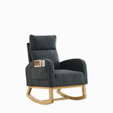 Modern Tufted Accent Rocking Chair, Upholstered Nursery Glider Rocker with High Backrest for Baby and Kids