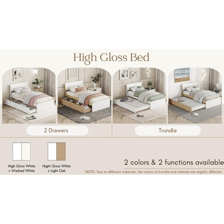 Modern Twin Bed Frame With 2 Drawers