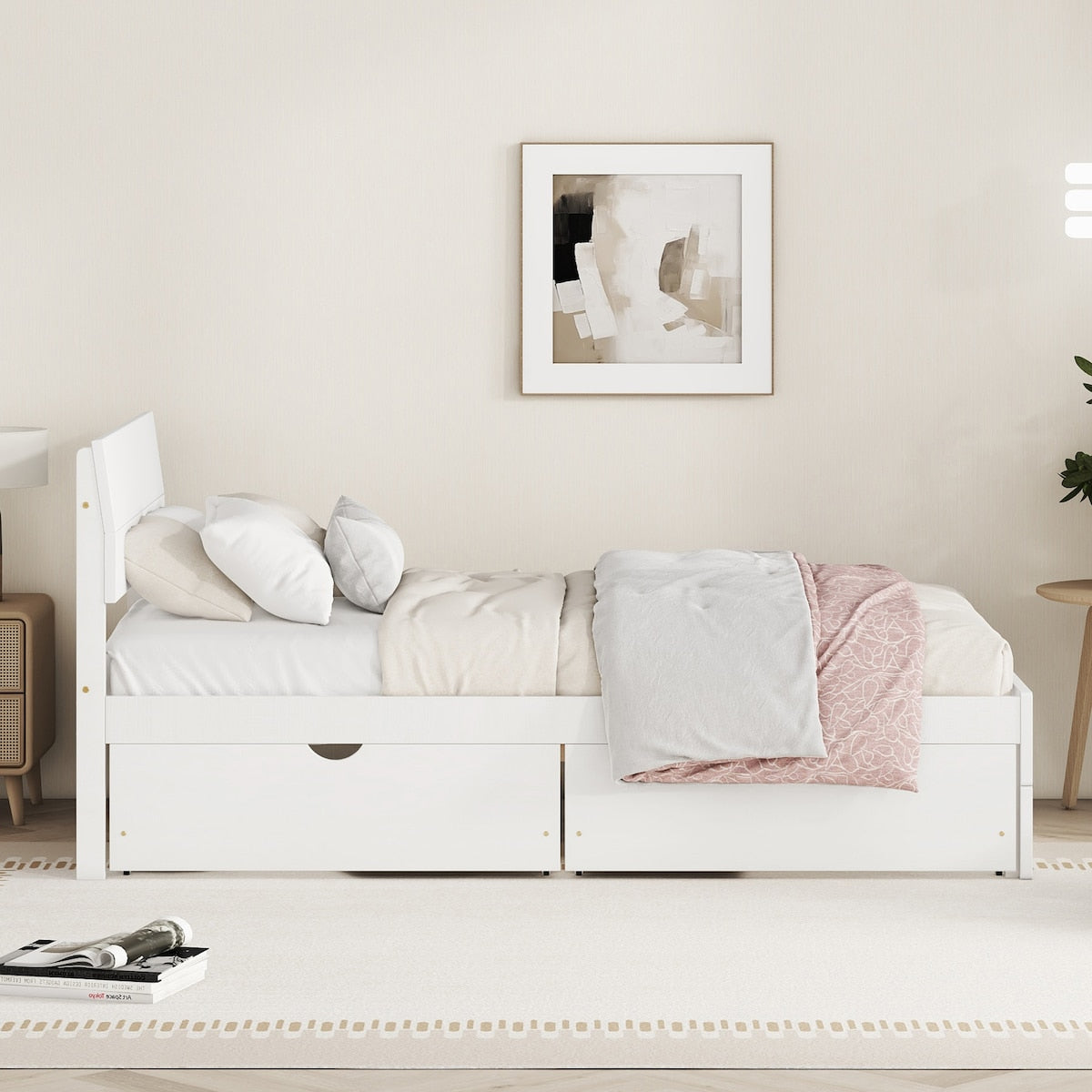 Modern Twin Bed Frame With 2 Drawers
