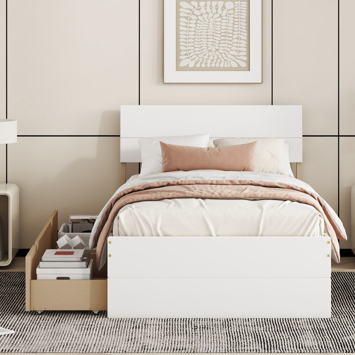 Modern Twin Bed Frame With 2 Drawers
