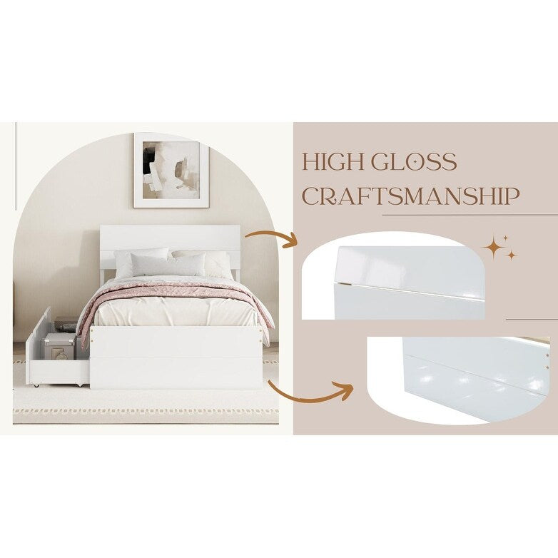 Modern Twin Bed Frame With 2 Drawers