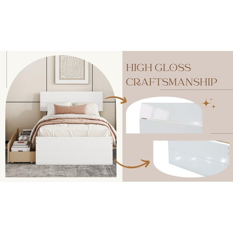 Modern Twin Bed Frame With 2 Drawers