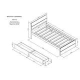 Modern Twin Bed Frame with 2 Drawers, White High Gloss Headboard