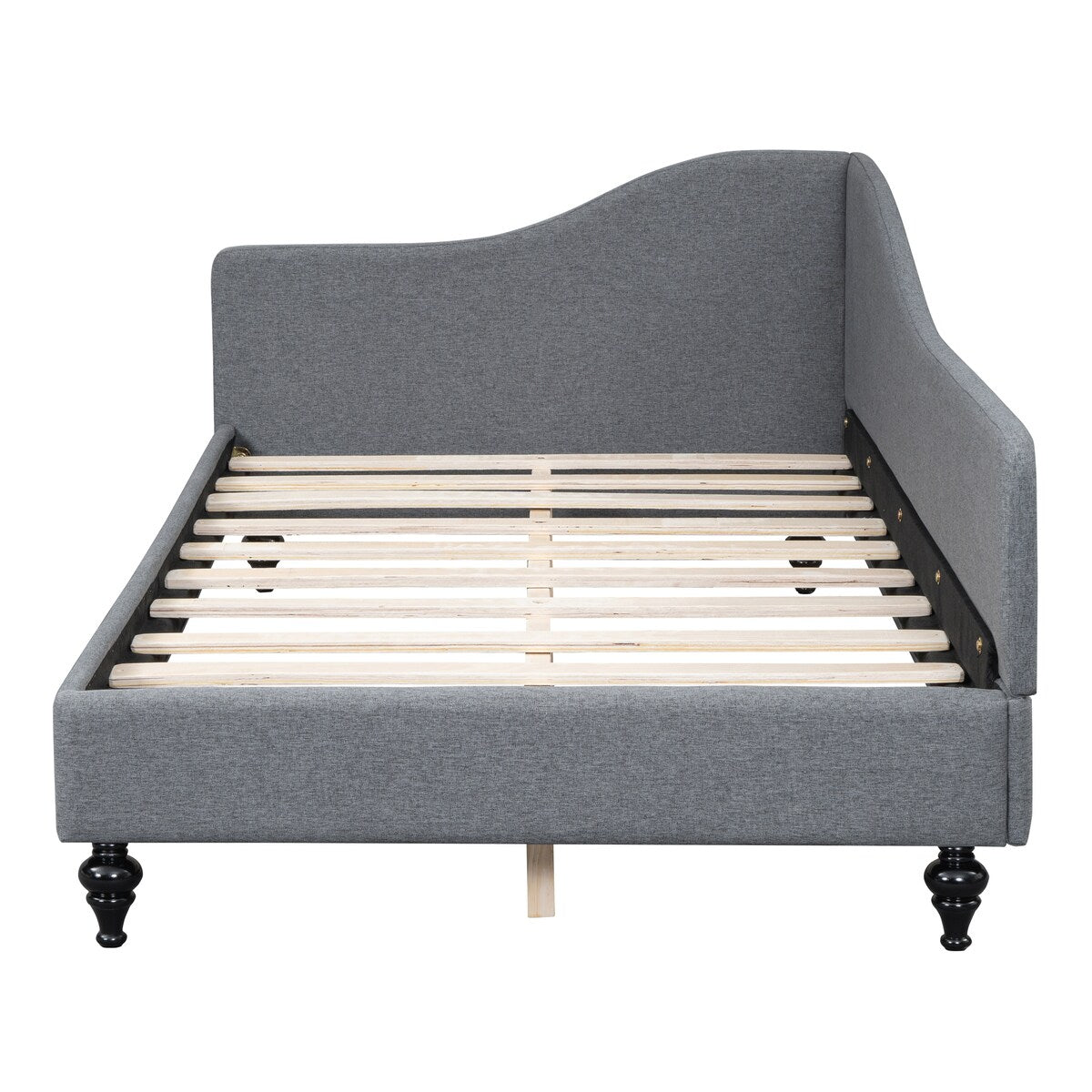 Modern Twin Size L-Shaped Linen Daybed with Solid Wood Legs,Multi-scene Use