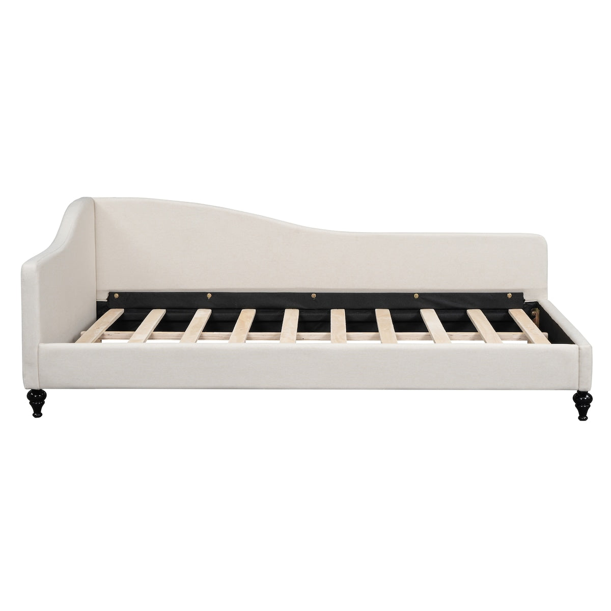 Modern Twin Size L-Shaped Linen Daybed with Solid Wood Legs,Multi-scene Use