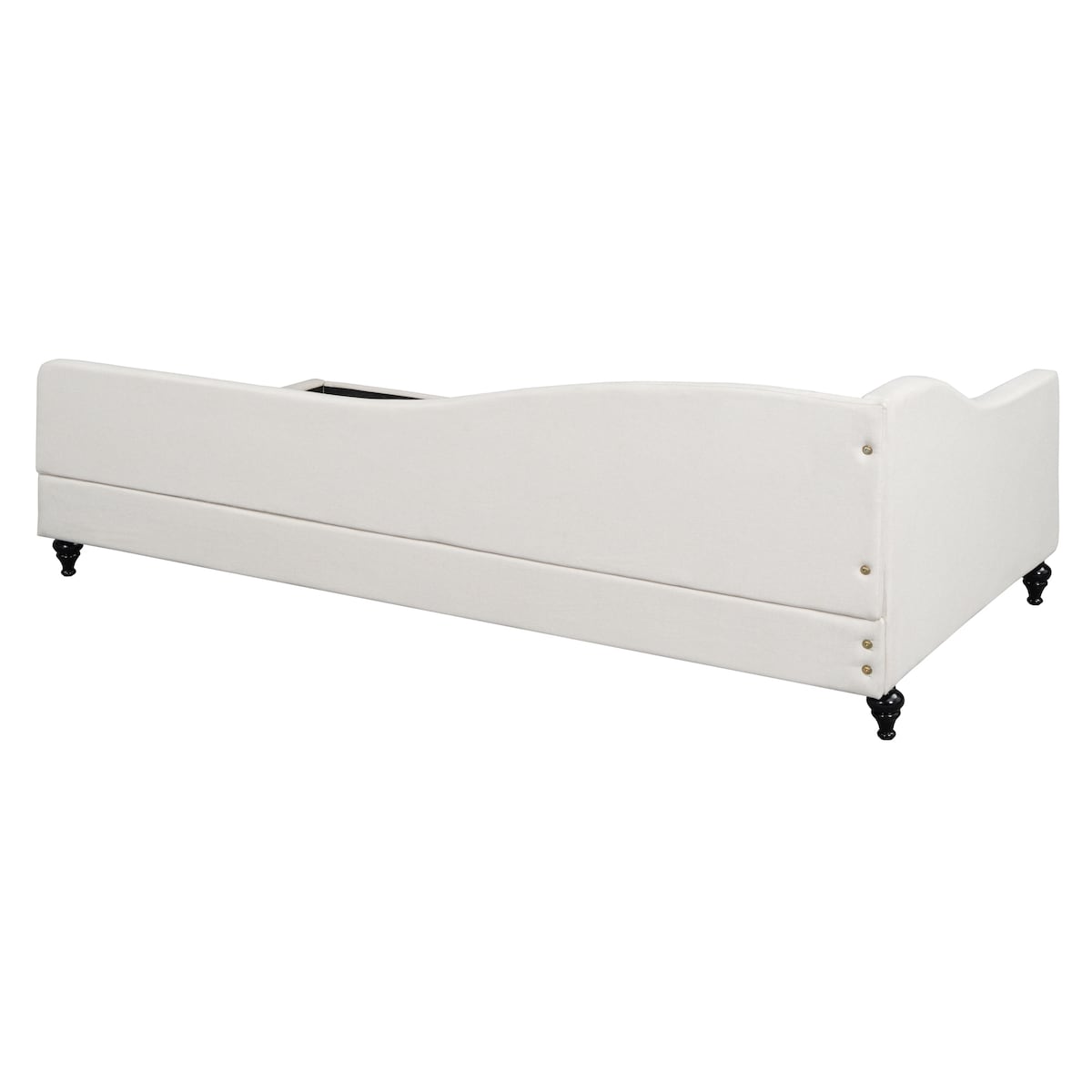Modern Twin Size L-Shaped Linen Daybed with Solid Wood Legs,Multi-scene Use