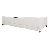 Modern Twin Size L-Shaped Linen Daybed with Solid Wood Legs,Multi-scene Use