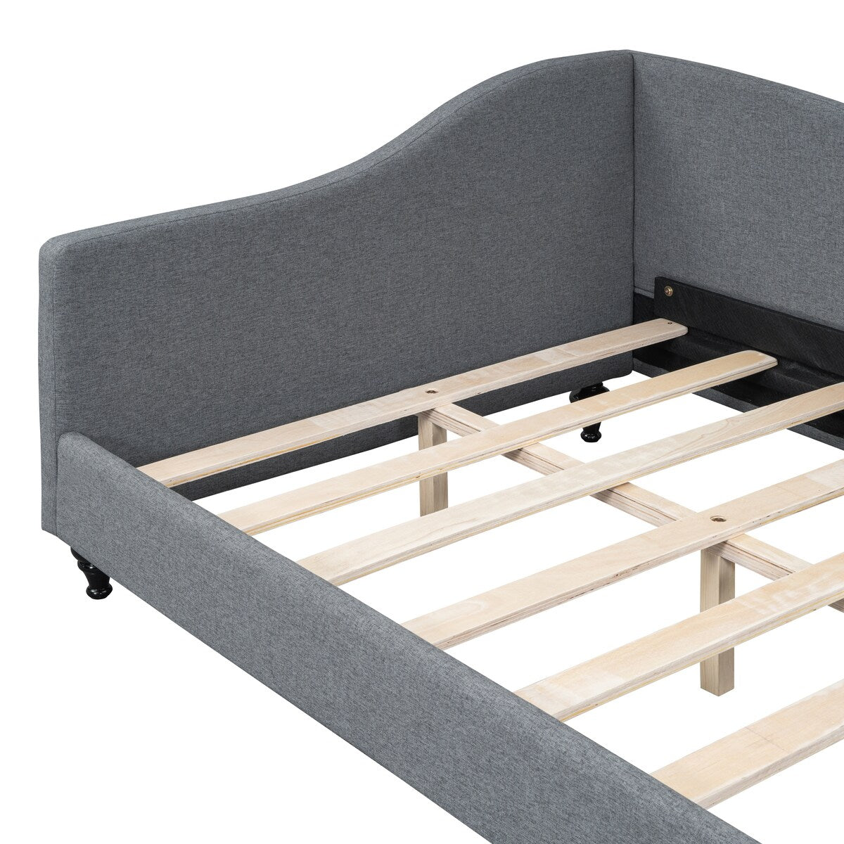 Modern Twin Size L-Shaped Linen Daybed with Solid Wood Legs,Multi-scene Use