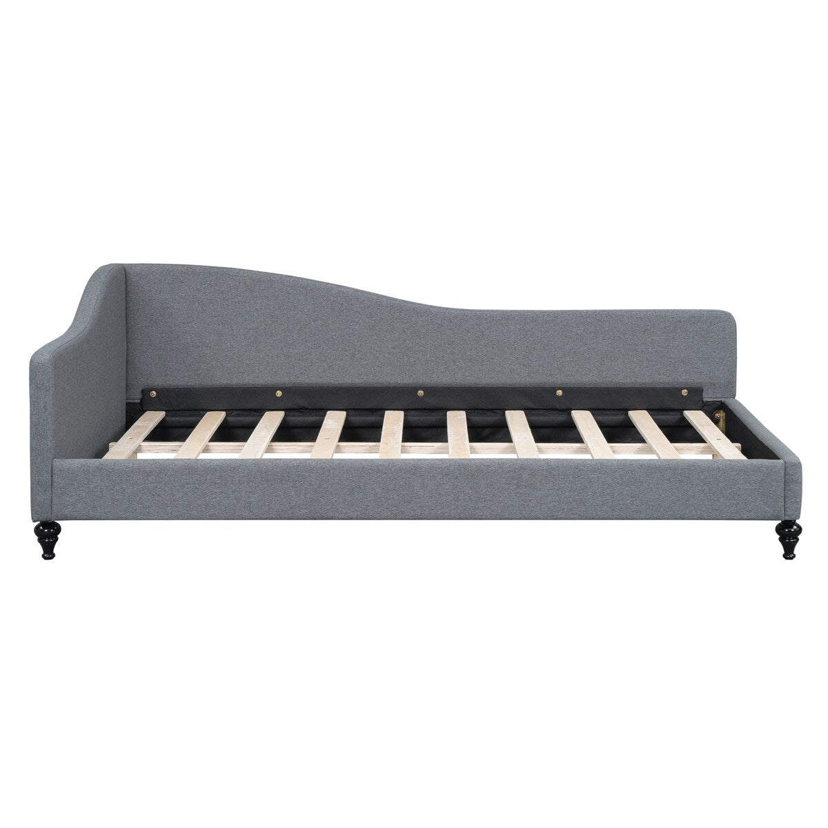 Modern Twin Size L-Shaped Linen Daybed with Solid Wood Legs,Multi-scene Use