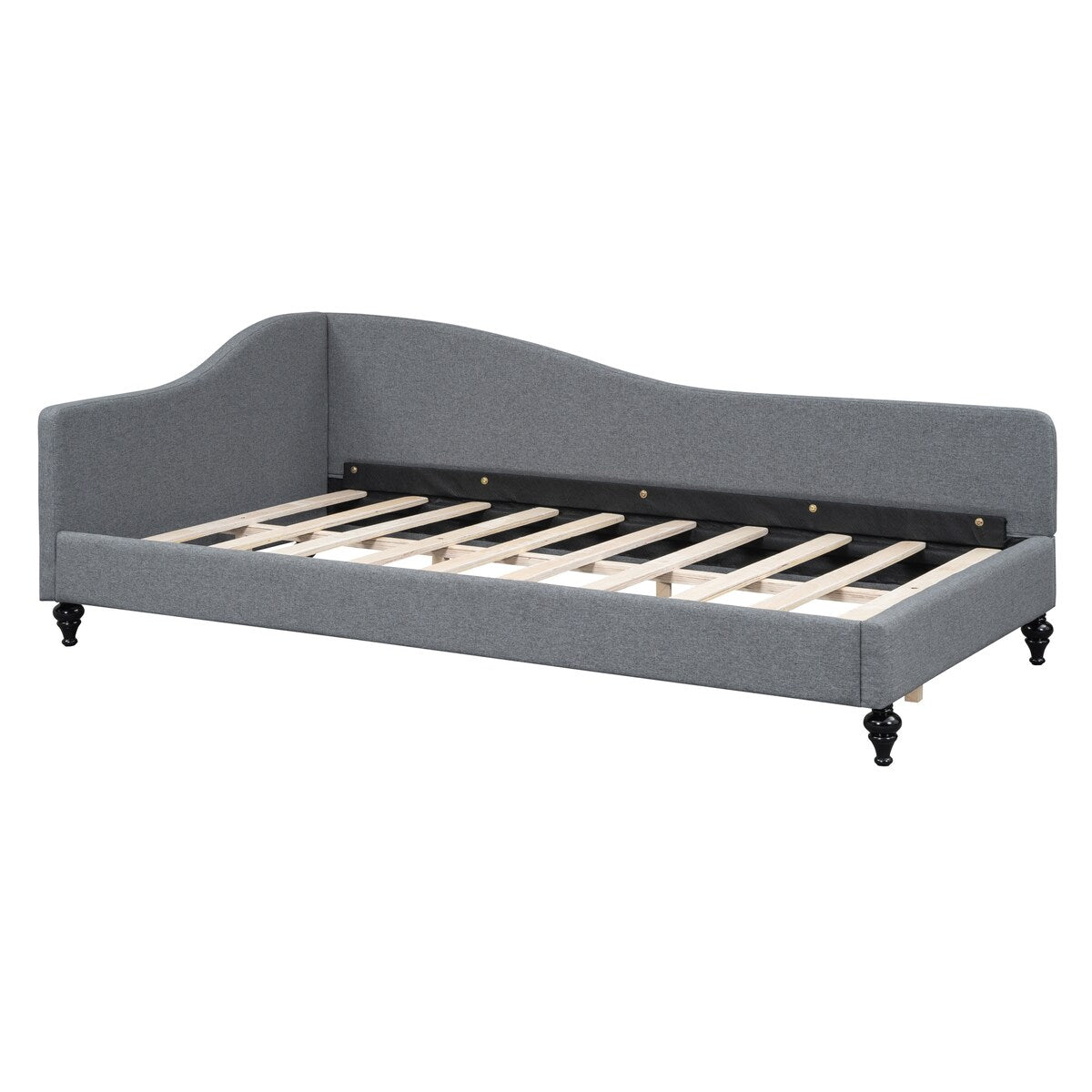 Modern Twin Size L-Shaped Linen Daybed with Solid Wood Legs,Multi-scene Use