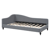Modern Twin Size L-Shaped Linen Daybed with Solid Wood Legs,Multi-scene Use