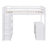 Modern Twin Size Loft Bed With Ladder,Shelves and Desk,Sturdy Construction for Bedroom