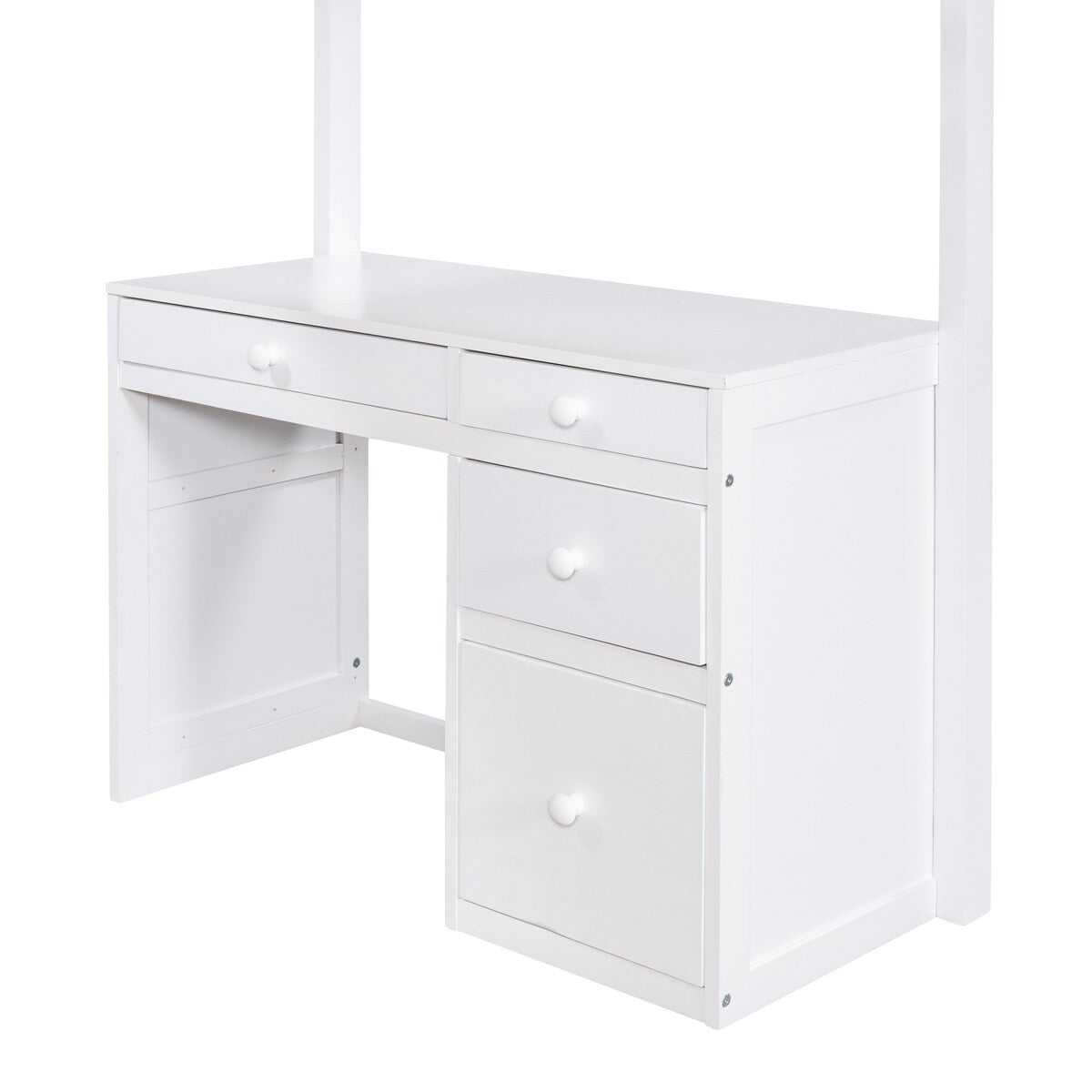 Modern Twin Size Loft Bed With Ladder,Shelves and Desk,Sturdy Construction for Bedroom