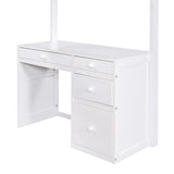 Modern Twin Size Loft Bed With Ladder,Shelves and Desk,Sturdy Construction for Bedroom