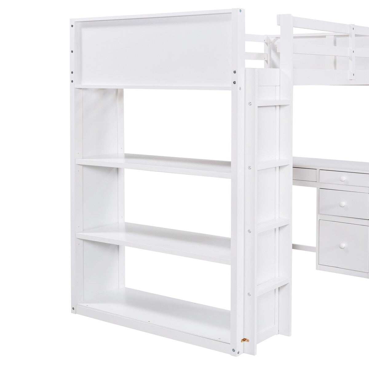 Modern Twin Size Loft Bed With Ladder,Shelves and Desk,Sturdy Construction for Bedroom