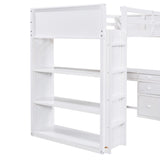Modern Twin Size Loft Bed With Ladder,Shelves and Desk,Sturdy Construction for Bedroom