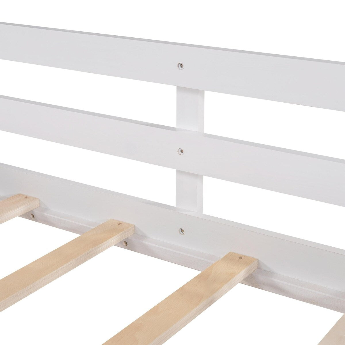 Modern Twin Size Wooden Loft Bed, House Bed with Full Length Guardrail, Built-in Ladder and Slide