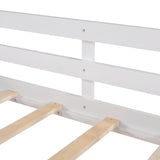 Modern Twin Size Wooden Loft Bed, House Bed with Full Length Guardrail, Built-in Ladder and Slide