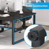 Modern Two Person Computer Desk, 47 x 47 inch Large Office Desk with Storage Shelves