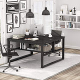 Modern Two Person Computer Desk, 47 x 47 inch Large Office Desk with Storage Shelves