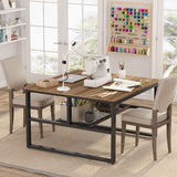 Modern Two Person Computer Desk, 47 x 47 inch Large Office Desk with Storage Shelves