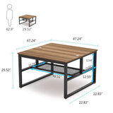Modern Two Person Computer Desk, 47 x 47 inch Large Office Desk with Storage Shelves
