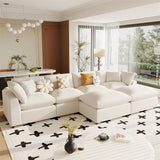 Modern U-Shape Sectional Sofa, 2 Large Chaise with Removable Ottomans