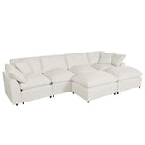 Modern U-Shape Sectional Sofa, 2 Large Chaise with Removable Ottomans
