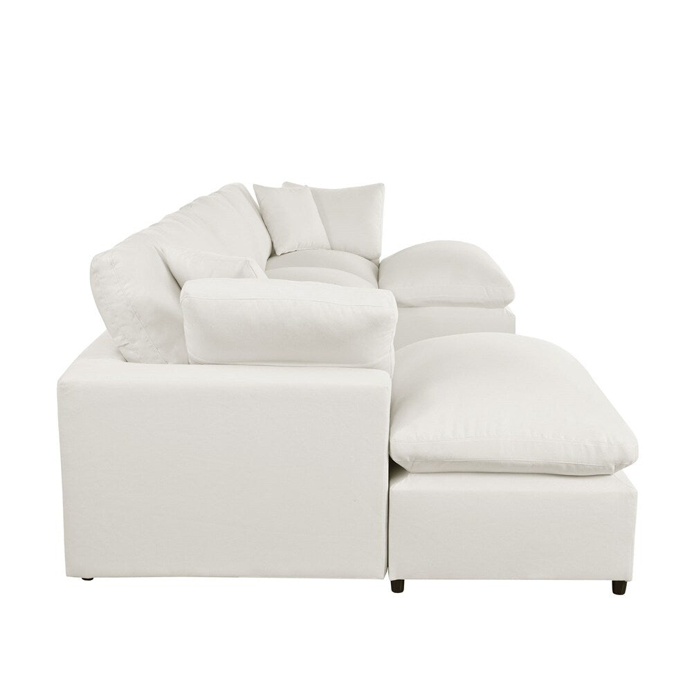 Modern U-Shape Sectional Sofa, 2 Large Chaise with Removable Ottomans