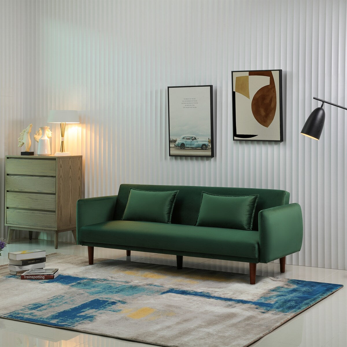 Modern Upholstered 3-Seater Adjustable Backrest Sofa Bed