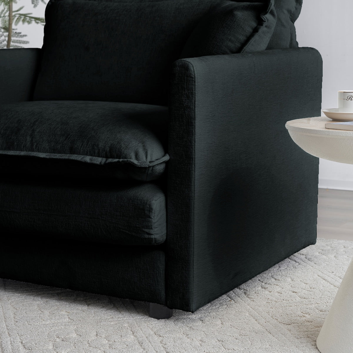 Modern Upholstered Accent Chair Single Sofa Armchair Living Room Chair with 1 Toss Pillow and Deep Seat