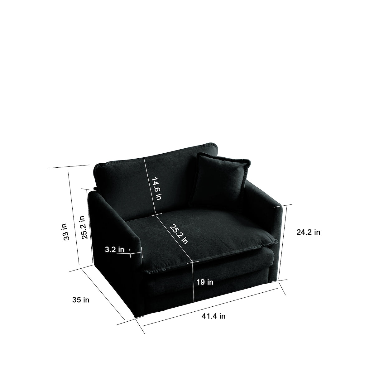 Modern Upholstered Accent Chair Single Sofa Armchair Living Room Chair with 1 Toss Pillow and Deep Seat