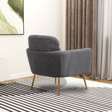 Modern Upholstered Accent Chair with Gold Metal Leg and Throw Pillow