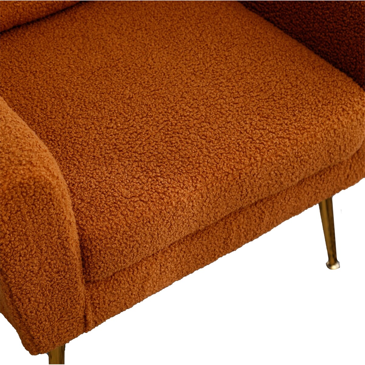 Modern Upholstered Accent Chair with Gold Metal Leg and Throw Pillow