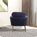 Modern Upholstered Accent Chair with Gold Metal Leg and Throw Pillow