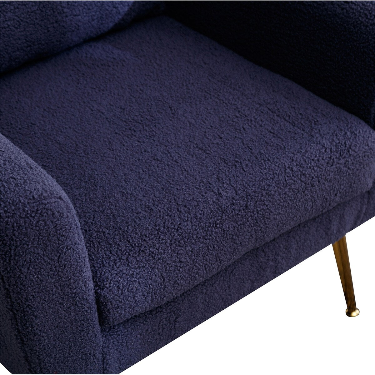 Modern Upholstered Accent Chair with Gold Metal Leg and Throw Pillow