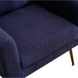 Modern Upholstered Accent Chair with Gold Metal Leg and Throw Pillow