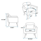 Modern Upholstered Accent Chair with Gold Metal Leg and Throw Pillow