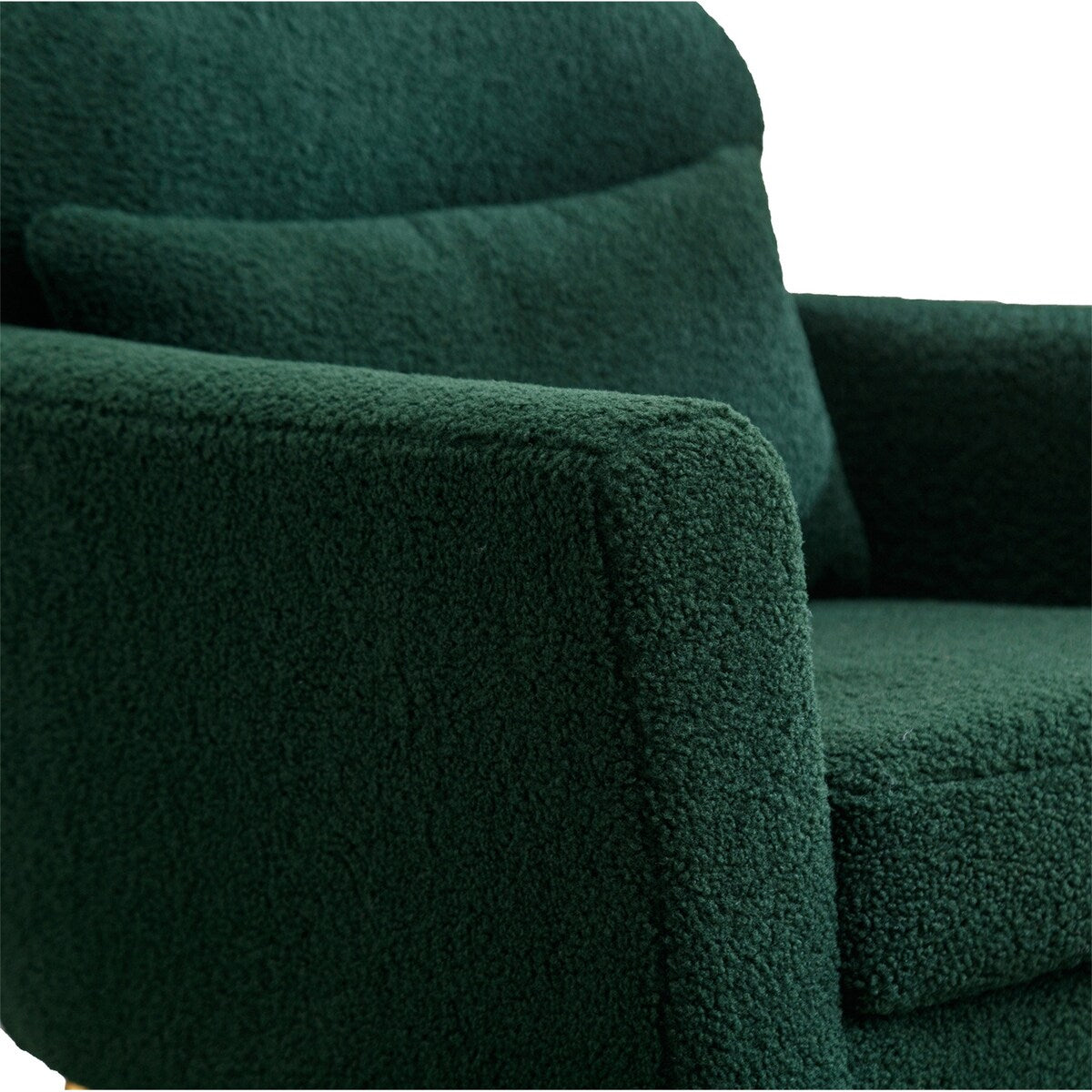 Modern Upholstered Accent Chair with Gold Metal Leg and Throw Pillow
