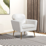 Modern Upholstered Accent Chair with Gold Metal Leg and Throw Pillow